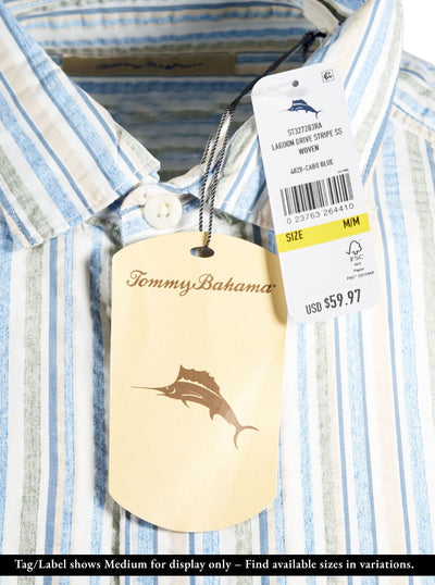 Tommy Bahama Men's Cabo Blue Shirt Lagoon Drive Stripe Pocket S/S (S16)