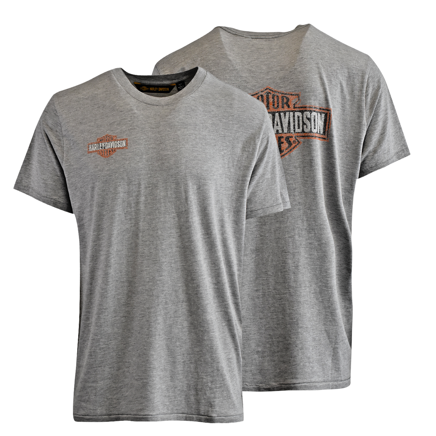 Harley-Davidson Men's T-Shirt Heather Grey Distressed Logo Back Graphics (S89)