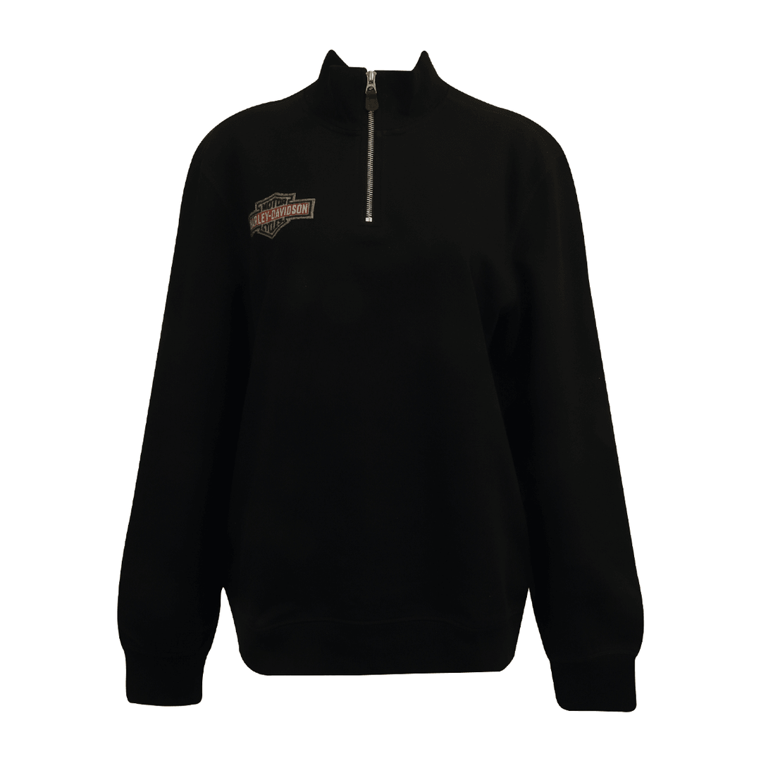 HD Branded Men's Sweatshirt Black Orange Official Logo 1/4 Zip L/S (S06)