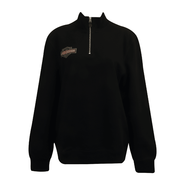 HD Branded Men's Sweatshirt Black Orange Official Logo 1/4 Zip L/S (S06)