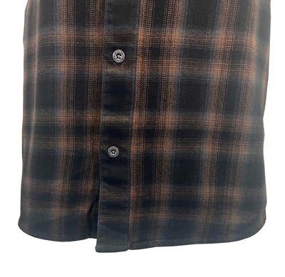 Harley-Davidson Men's Black & Amber Brown Shirt Bar & Shield Plaid S/S (S71)