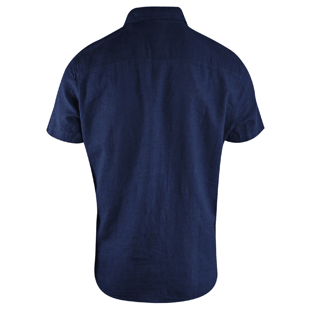 O'Neill Men's Woven Shirt Solid Dark Blue Chambray Pocket Short Sleeve (S08)
