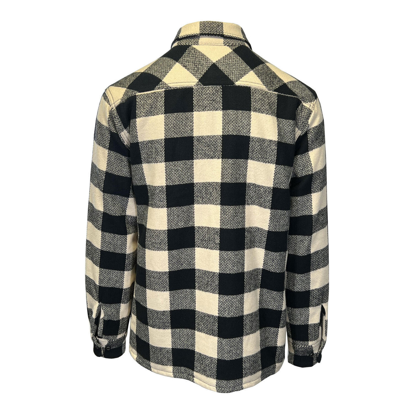 Branded Men's Cream & Black Plaid Shirt Jacket Vintage L/S (S75)