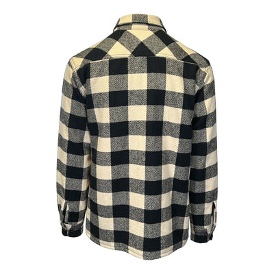 HD Branded Men's Cream & Black Plaid Shirt Jacket Vintage L/S (S75)