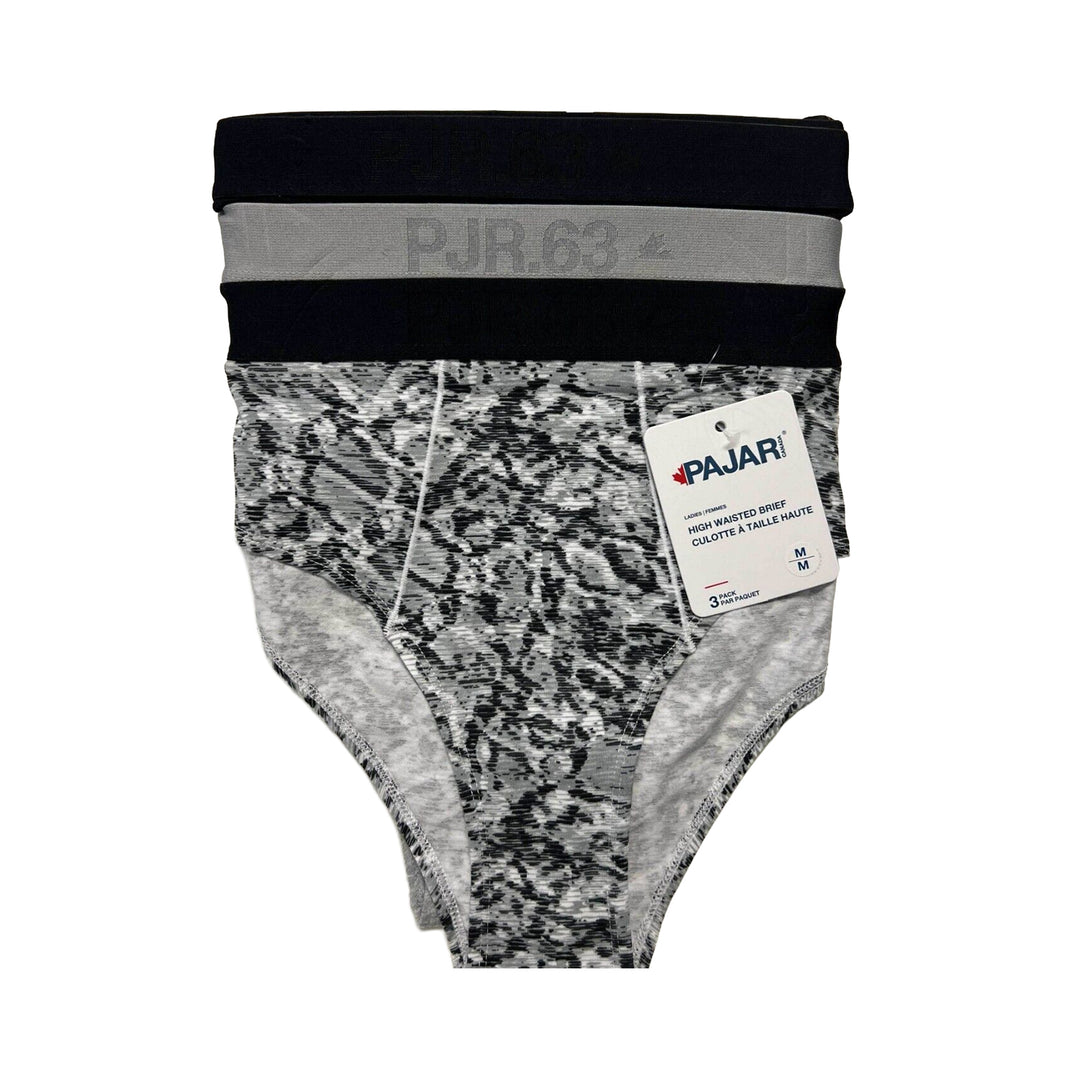 Pajar Women's Black Grey 3 Pack High Waisted Brief