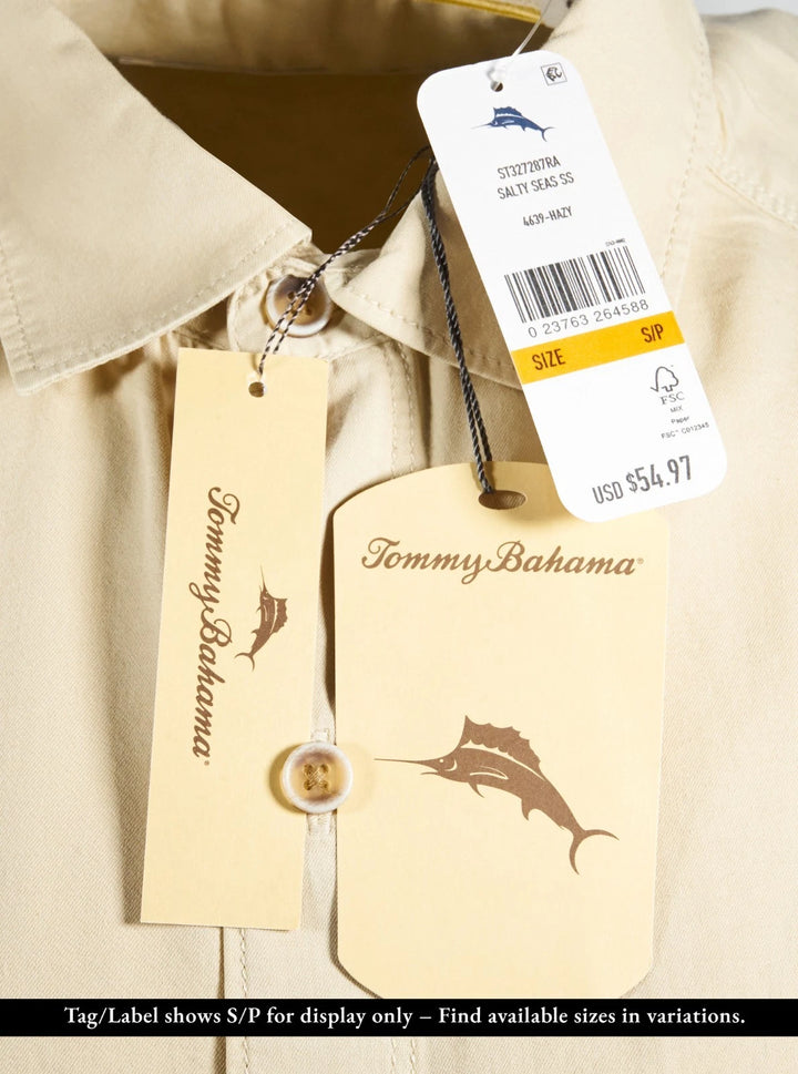 Tommy Bahama Men's Hazy Shirt Salty Seas Marlin Logo Specially Treated Pocket S/S