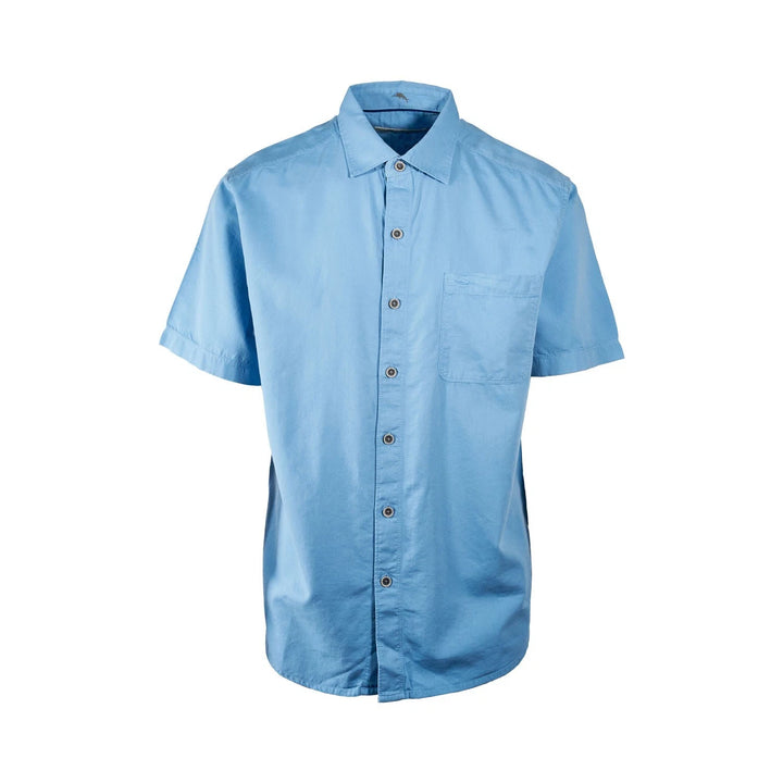 Tommy Bahama Men's Cabo Blue Shirt Salty Seas Marlin Logo Specially Treated Pocket S/S