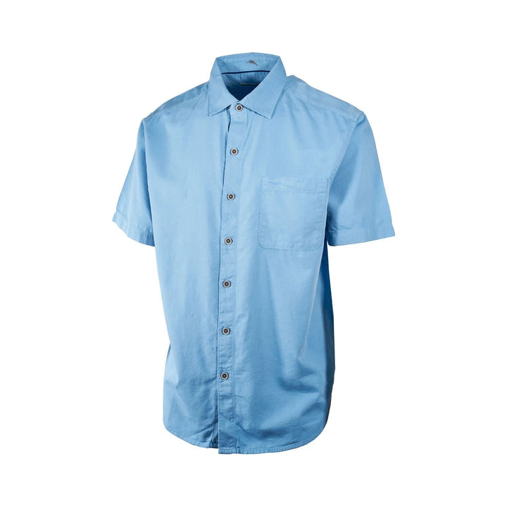 Tommy Bahama Men's Cabo Blue Shirt Salty Seas Marlin Logo Specially Treated Pocket S/S