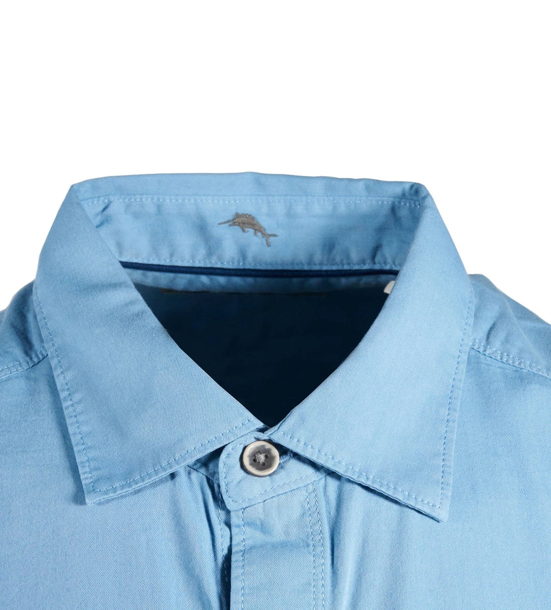Tommy Bahama Men's Cabo Blue Shirt Salty Seas Marlin Logo Specially Treated Pocket S/S