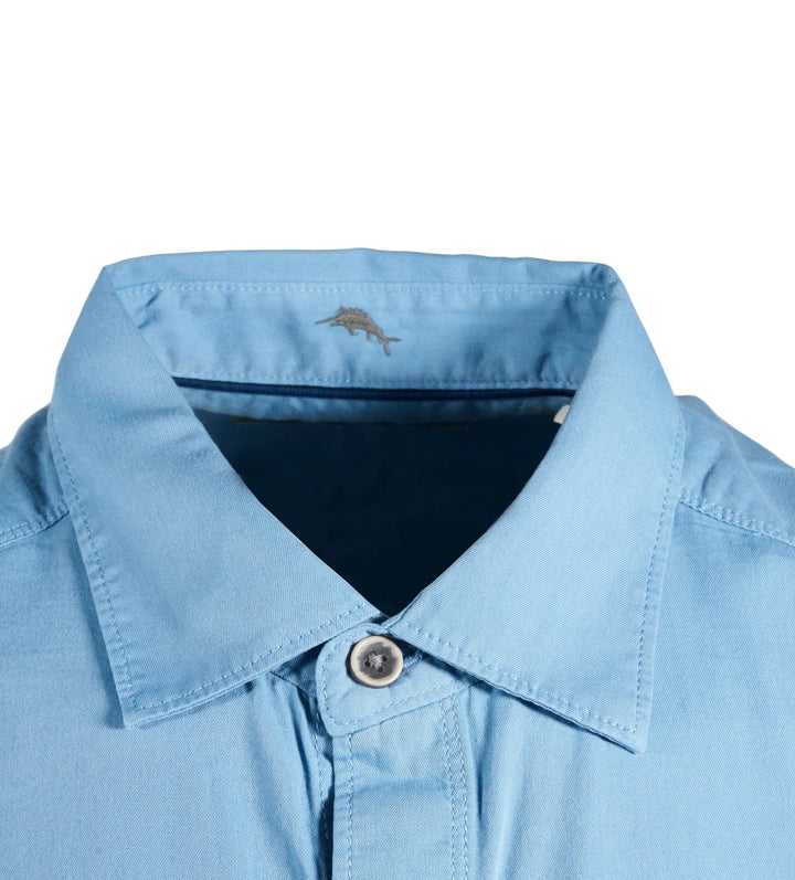 Tommy Bahama Men's Cabo Blue Shirt Salty Seas Marlin Logo Specially Treated Pocket S/S