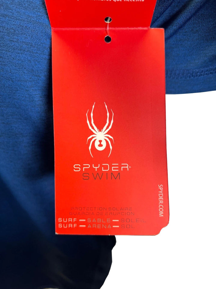 Spyder Swim Men's Dress Blue Solid T-Shirt Rashguard Quick Dry UPF Lightweight Hybrid S/S