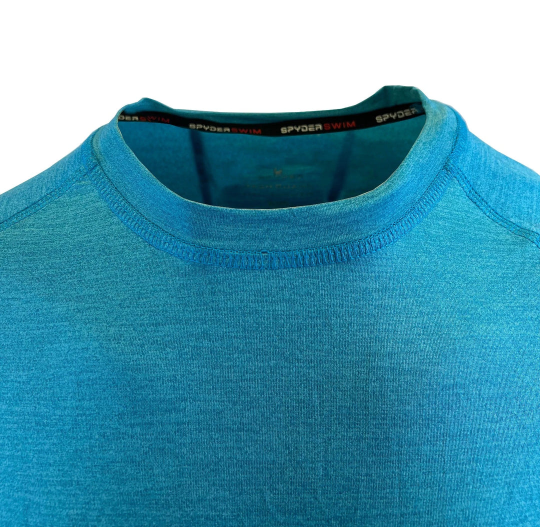 Spyder Swim Men's Blue Lagoon Solid T-Shirt Rashguard Quick Dry UPF Lightweight Hybrid S/S