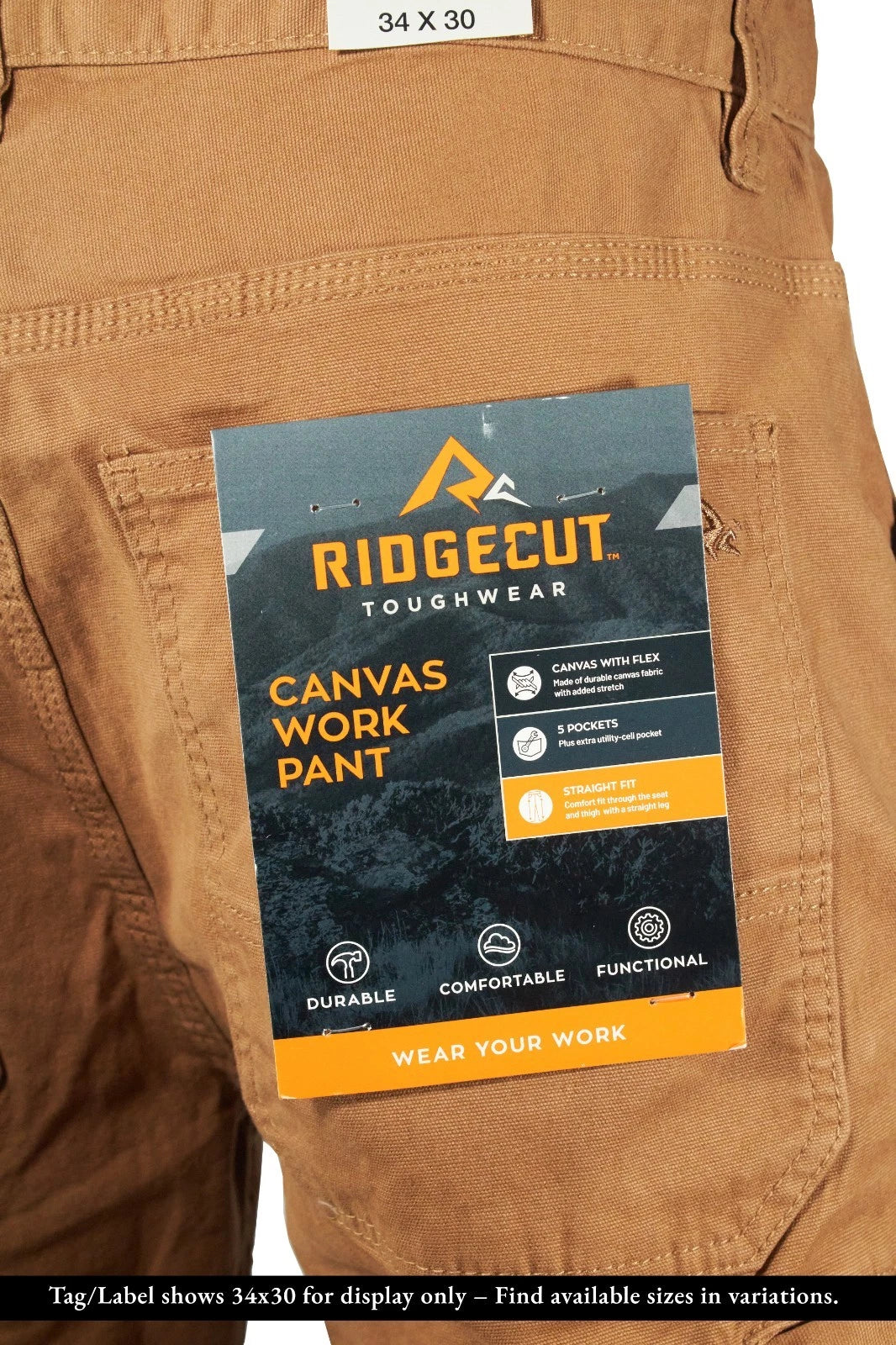 Ridgecut Men's Rubber Pant Straight Fit Mid-Rise Canvas Work Pants (02)