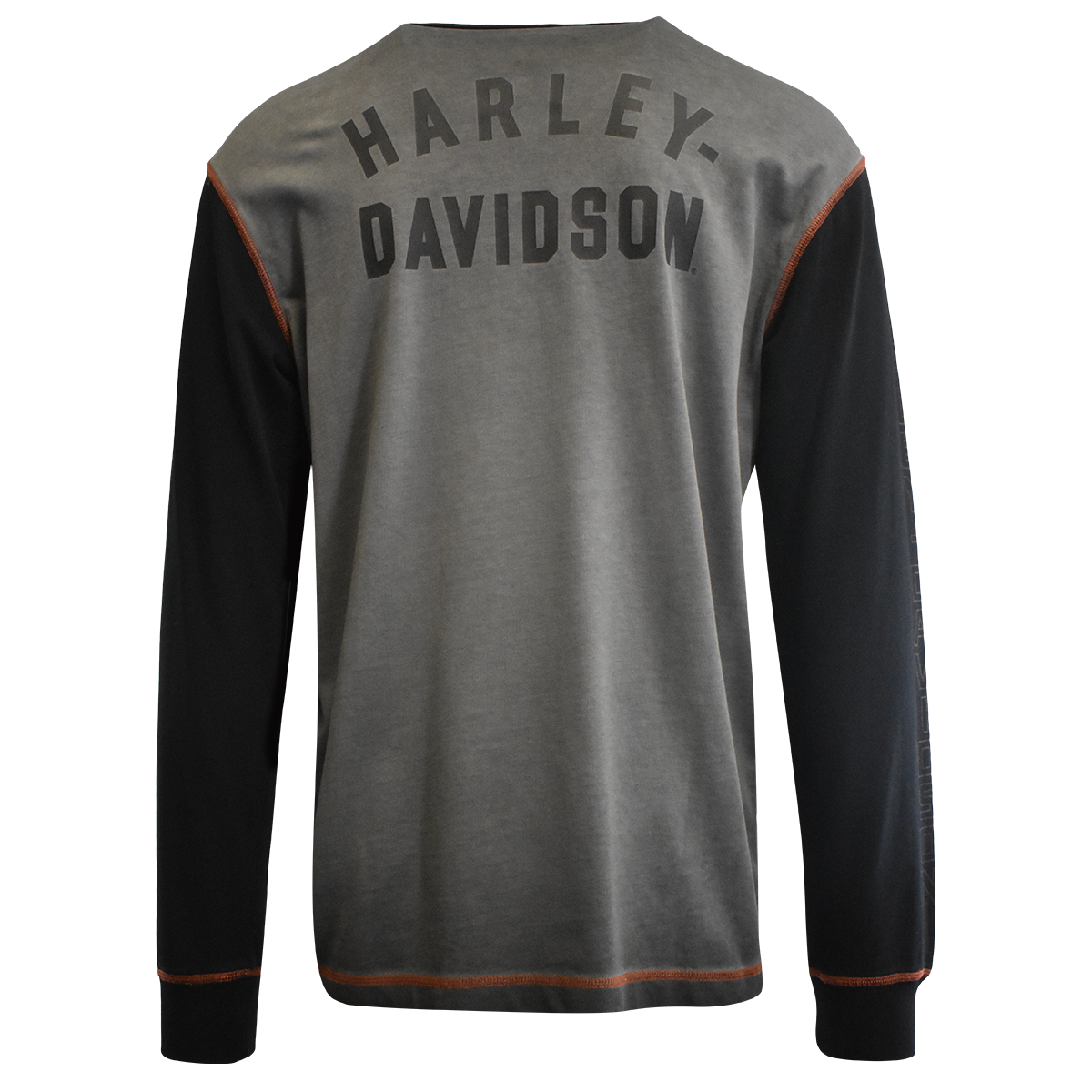 Harley-Davidson Men's T-Shirt 2-Toned Copperblock 3 Button Long Sleeve (S64)