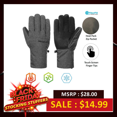 Snotek Women's Grey Embroidered Performance Winter Gloves ST161 (S04)