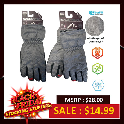 Snotek Women's Grey & Black Palm Performance Winter Ski Gloves ST122 (S01)
