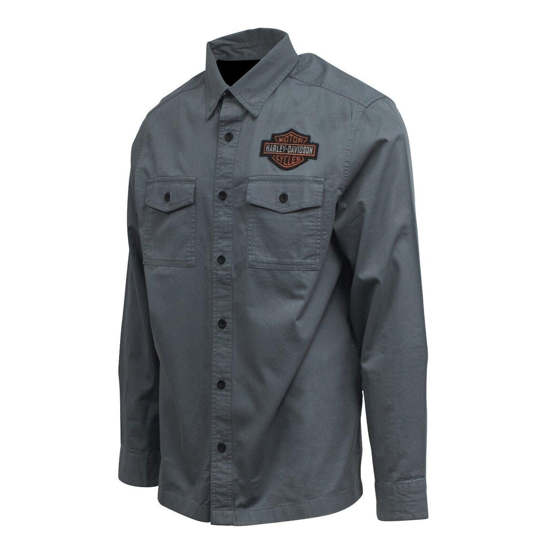 HD Branded Men's Stormy Weather Bar & Shield L/S Woven Shirt (S52A)