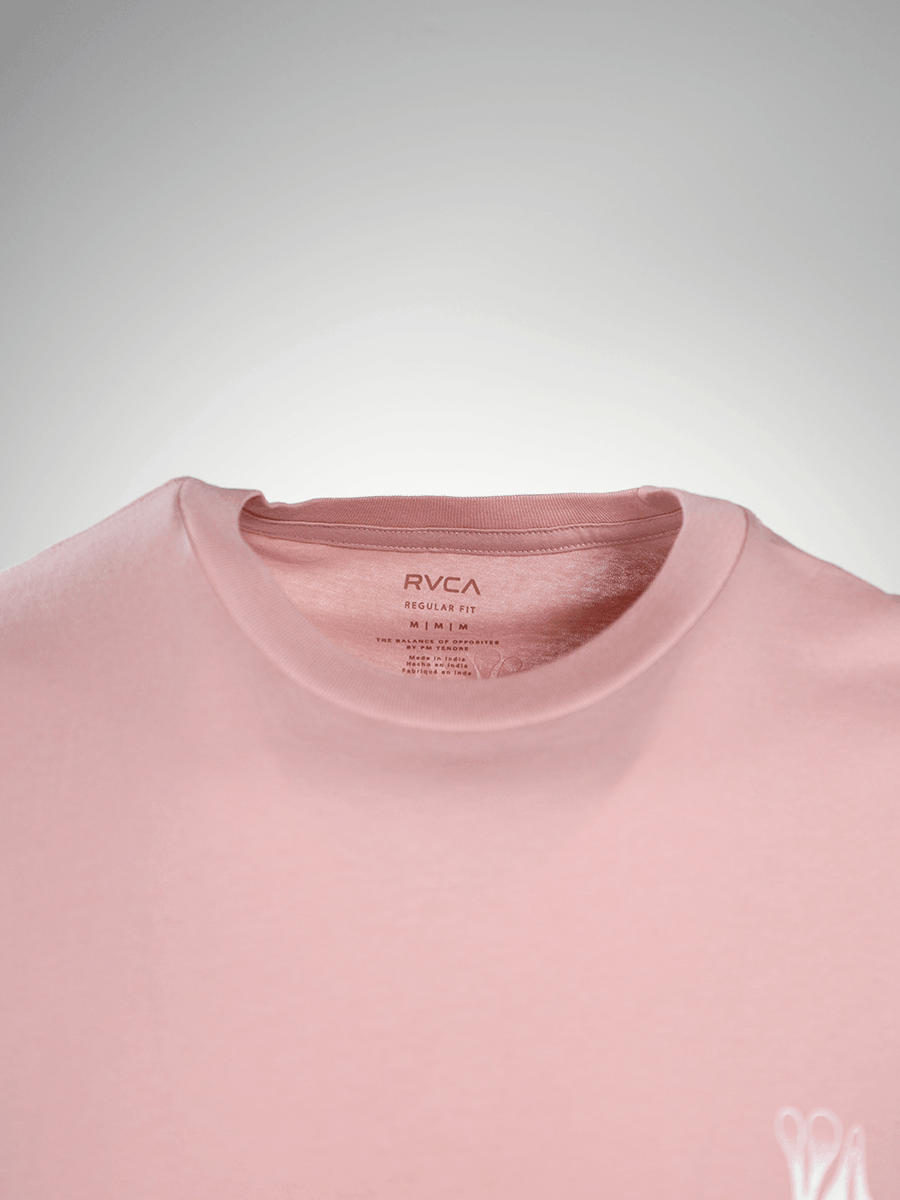 RVCA Men's Millennial Pink Peace Not War Regular Fit S/S T-Shirt (S31)