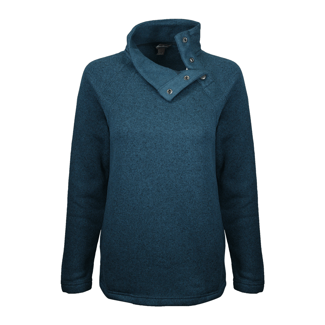 Eddie Bauer Women's Three Snap On Button Mock Neck Sweater (S04)