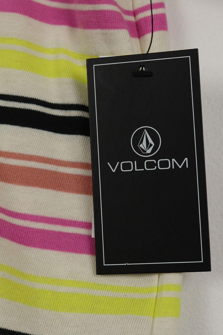 Volcom Girl's Yellow & Pink Multicolour Striped S/S T-Shirt (S01)