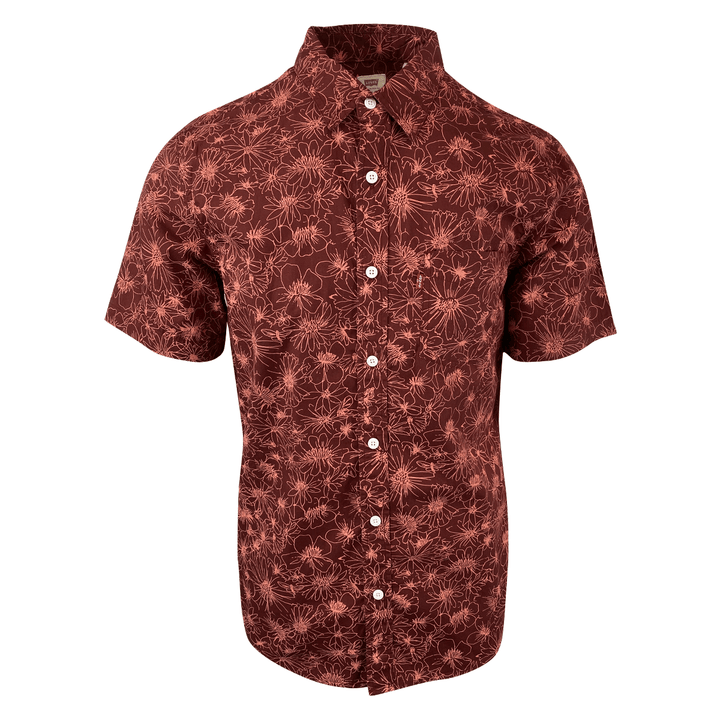 Levi's Men's Maroon Red Flowers S/S Woven Shirt