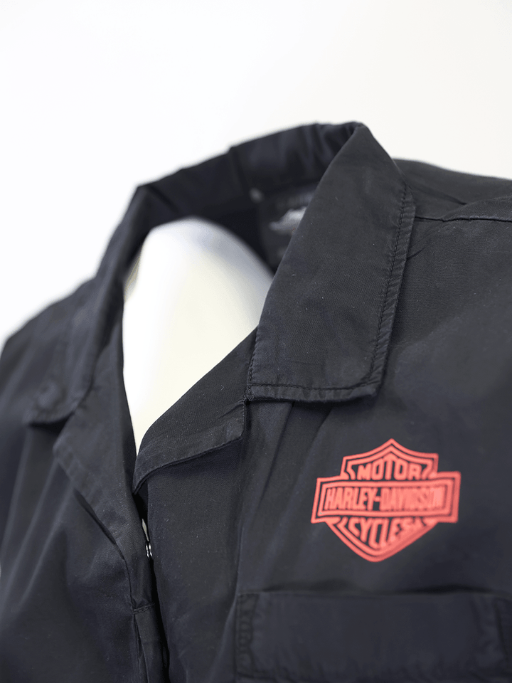 HD Branded Women's Black Diagonal Paint S/S Woven Shirt (S02)