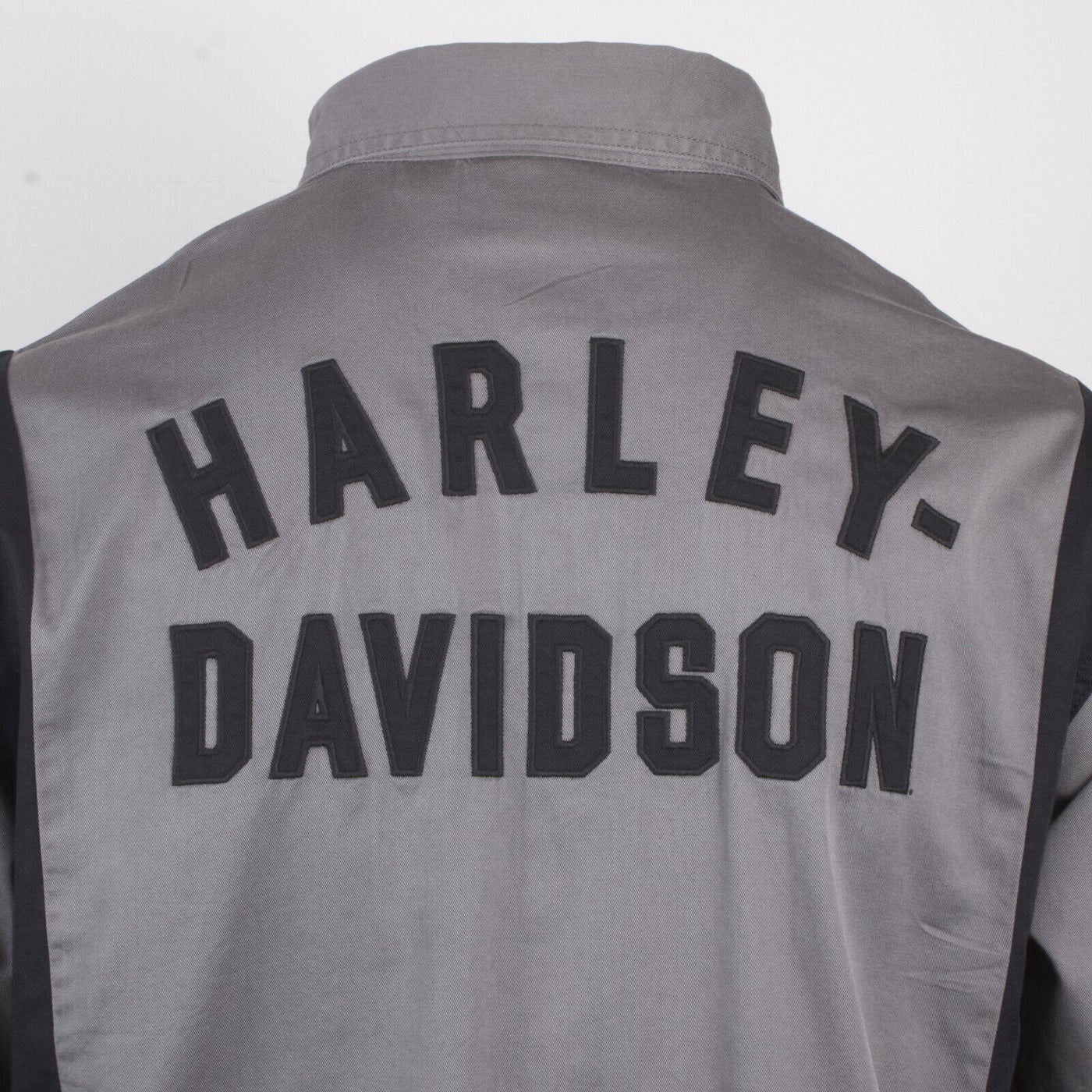 Harley-Davidson Men's Grey Black Vertical Tone Staple S/S Woven Shirt (S37B)