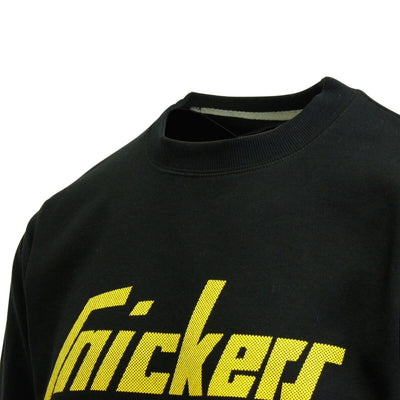 Snickers Workwear Men's Black Yellow Logo Crew Neck Sweater