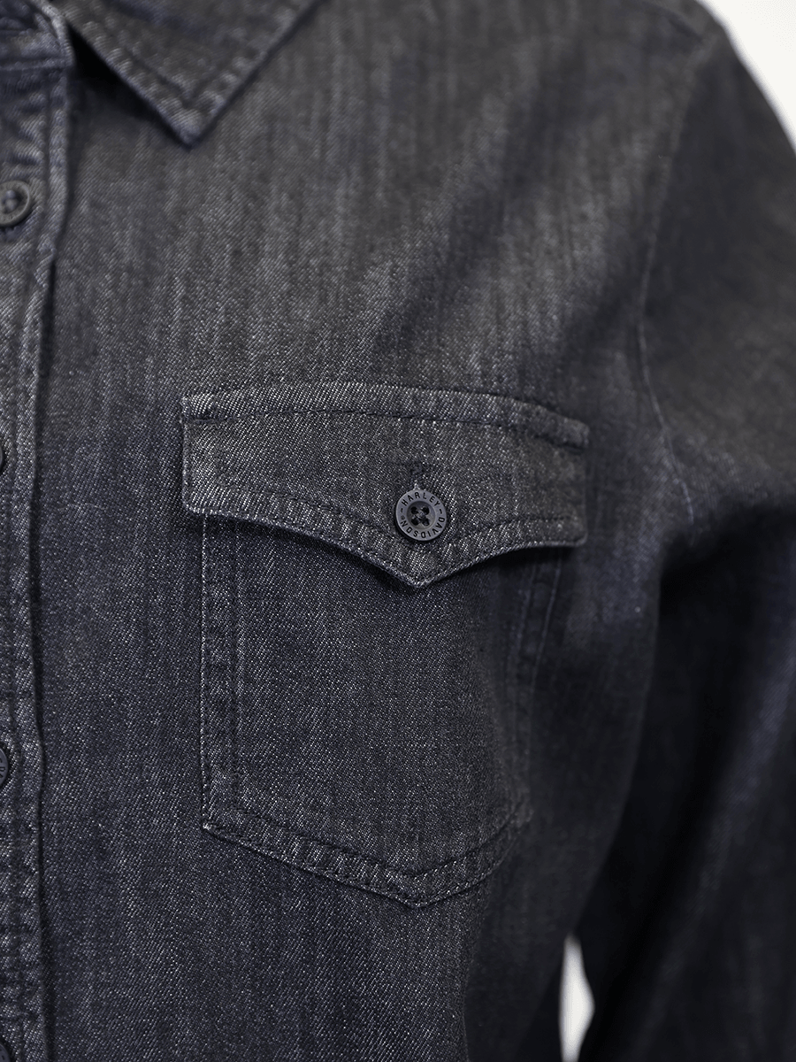 HD Branded Women's Grey Denim L/S Woven Shirt (S05)