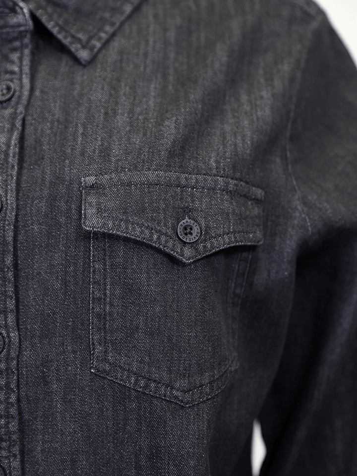 HD Branded Women's Grey Denim L/S Woven Shirt (S05)