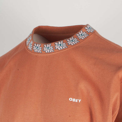 Obey Men's Dried Orange Floral Collar Crew Neck L/S Sweater (S02B)