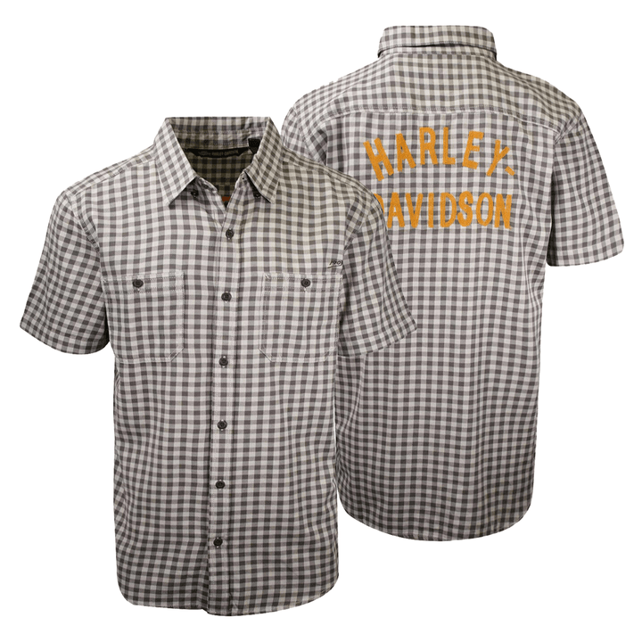 HD Branded Men's Grey Brown Plaid S/S Woven Shirt