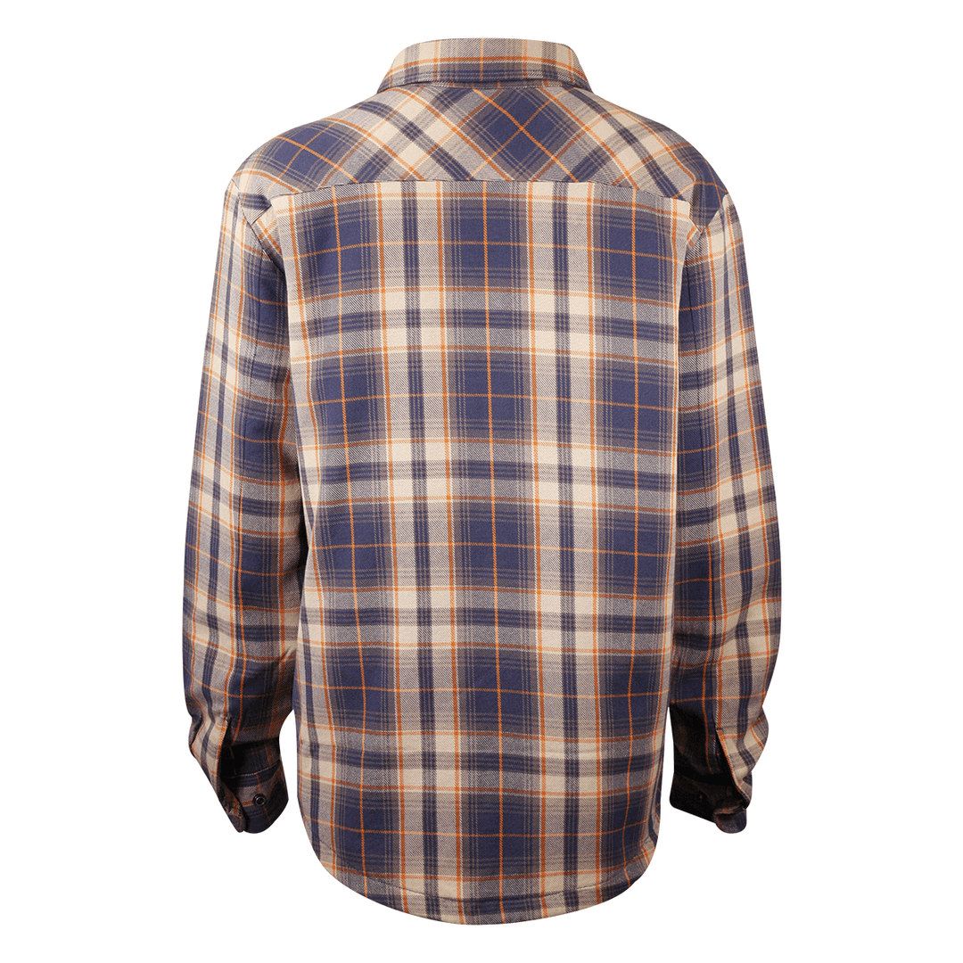 HD Branded Women's Navy Orange Tan Plaid L/S Woven Shirt Jacket