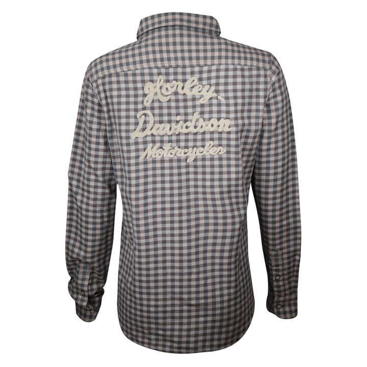 HD Branded Women's Grey Blue Plaid L/S Woven Shirt