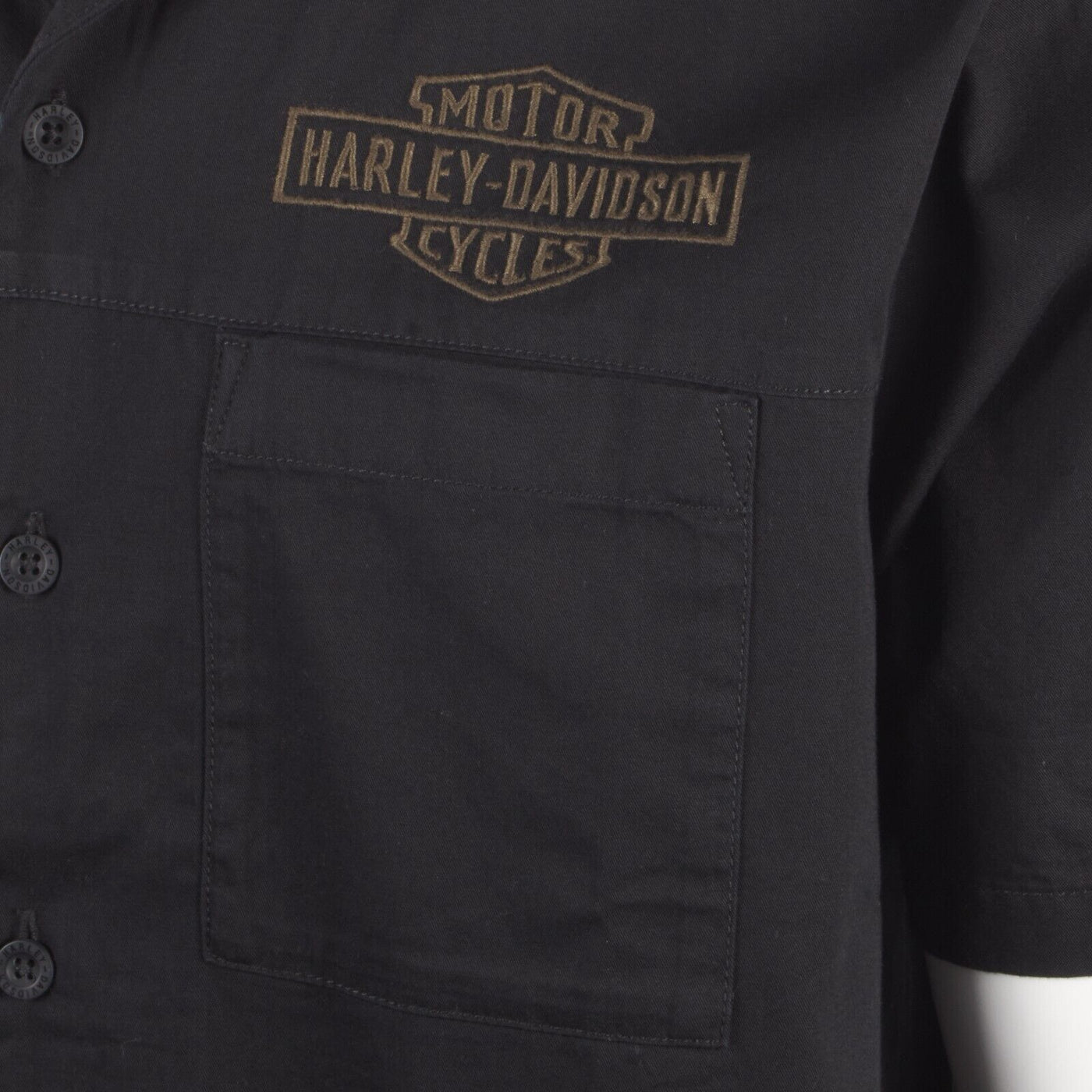 Harley-Davidson Men's Black Beauty Wrench Crew S/S Woven Shirt (S46A)