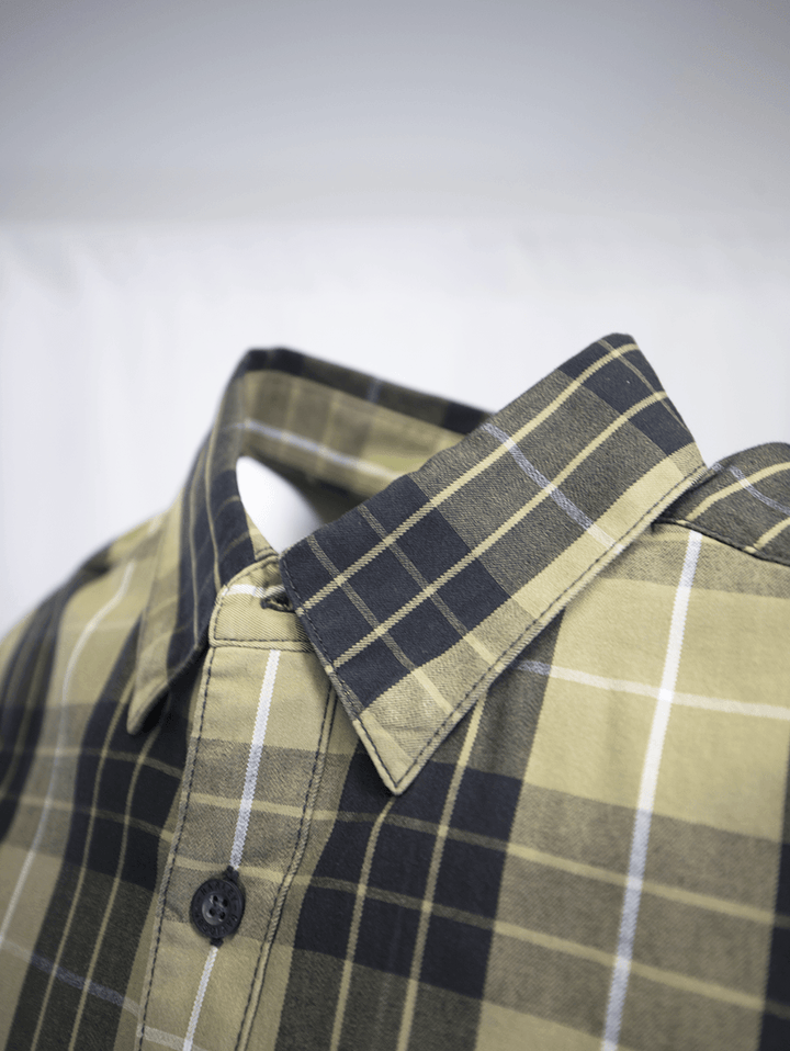 HD Branded Men's Metallic Sunburst Green Plaid S/S Woven Shirt (S10)