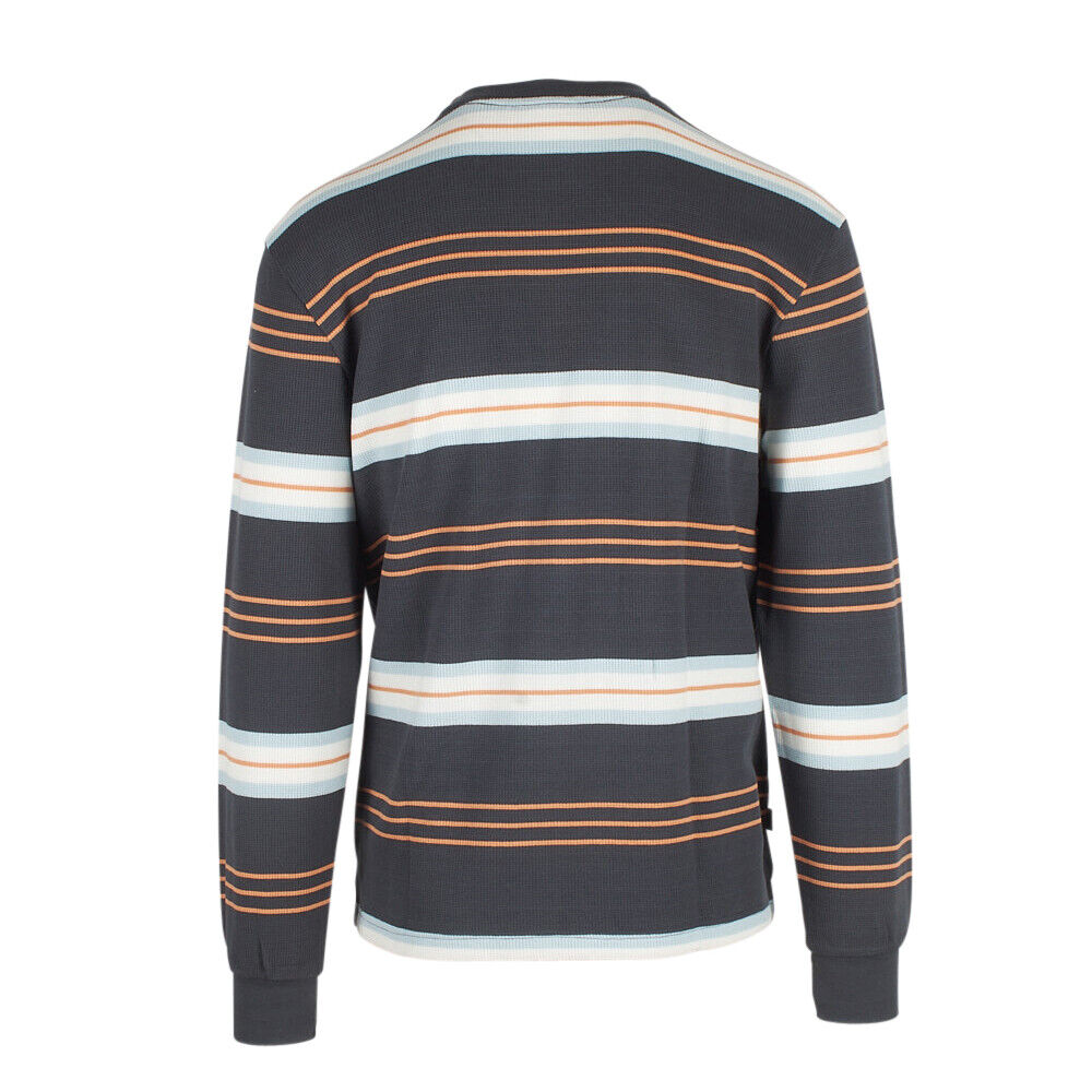 Obey Men's Navy Waffle Horizontal Striped Crew Neck L/S Sweater (S04B)