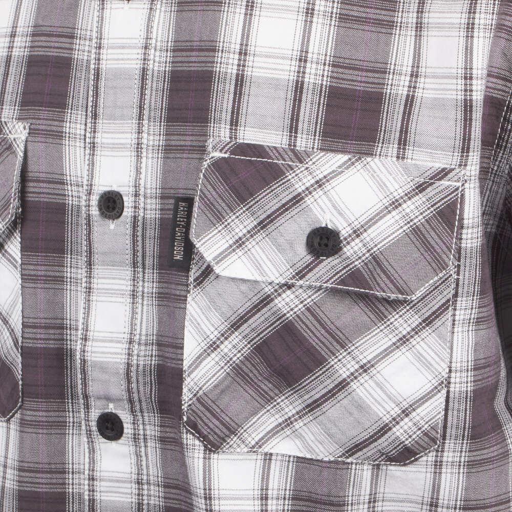 HD Branded Men's Purple White Plaid Amplifier S/S Woven Shirt (S34)