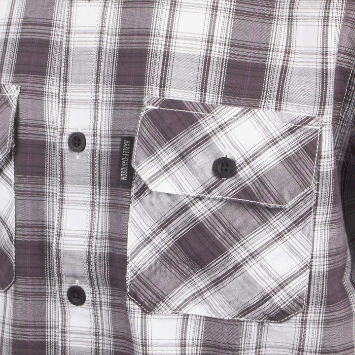 HD Branded Men's Purple White Plaid Amplifier S/S Woven Shirt (S34)
