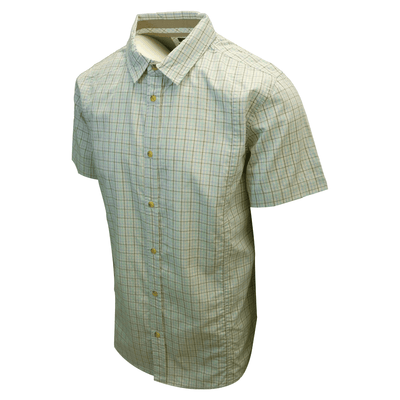 prAna Men's Cyan Box Plaid S/S Woven Shirt (Slim Fit) S03