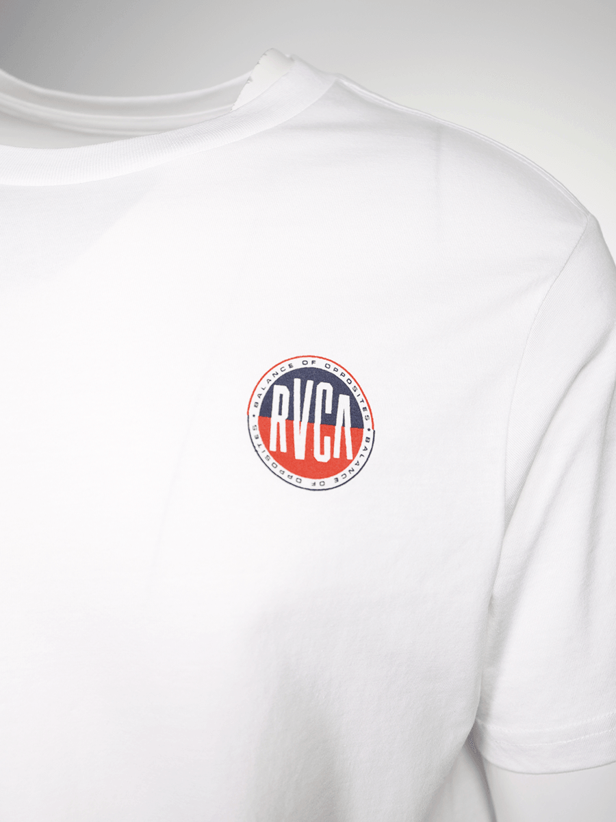 RVCA Men's White Navy Red Circle Regular Fit S/S T-Shirt (S15)