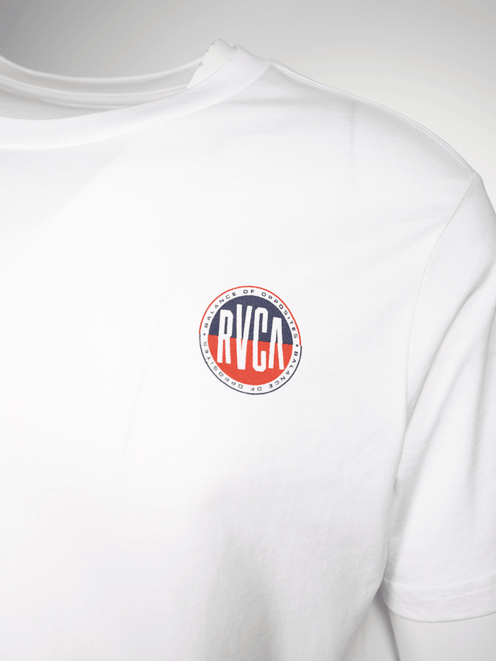 RVCA Men's White Navy Red Circle Regular Fit S/S T-Shirt (S15)