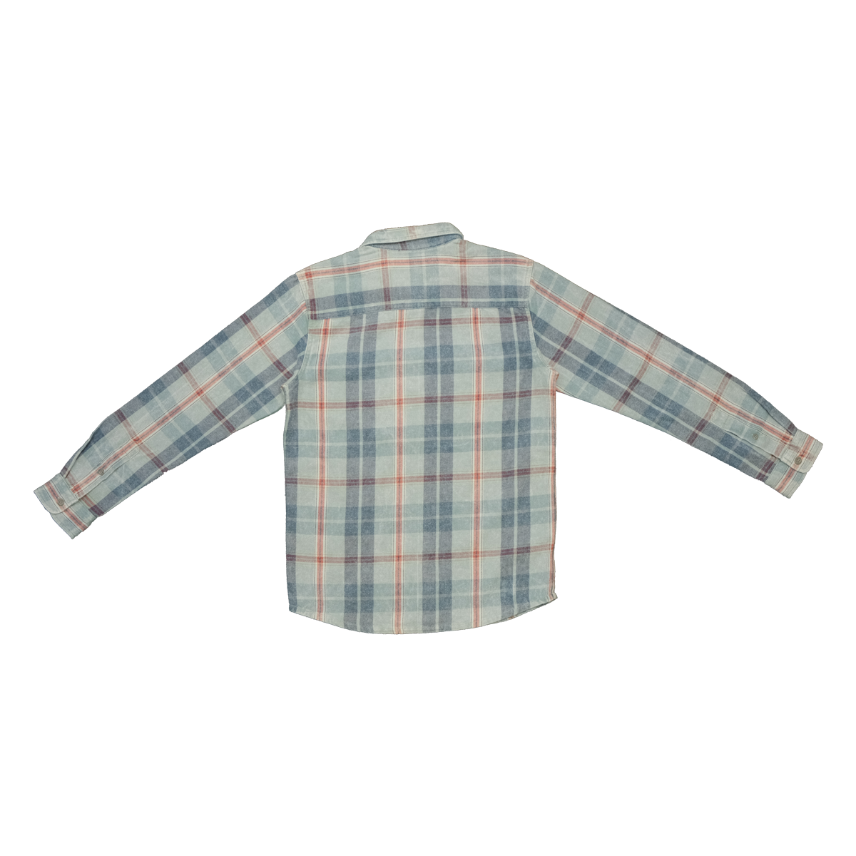 Quiksilver Boy's Pastel Blue Red L/S Flannel Shirt (S03)