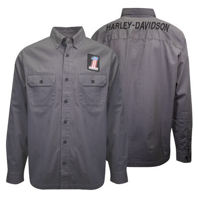 Harley-Davidson Men's Grey #1 America L/S Woven Shirt (S06)