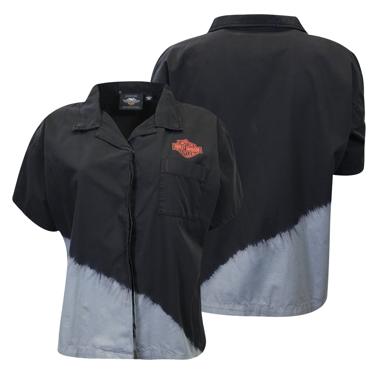 Harley-Davidson Women's Black Diagonal Paint S/S Woven Shirt (S02)
