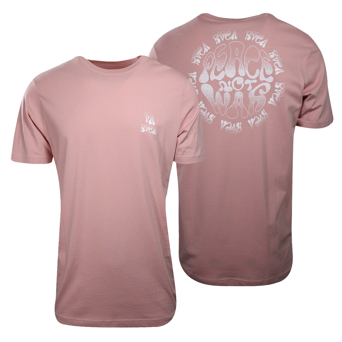 RVCA Men's Millennial Pink Peace Not War Regular Fit S/S T-Shirt (S31)