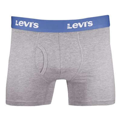 Levi's Men's 3 Pack Grey, Blue Patch, Sky Blue Stretch Boxer Briefs