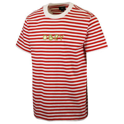 OBEY Men's Red Amoeba Striped S/S T-Shirt (S01C)