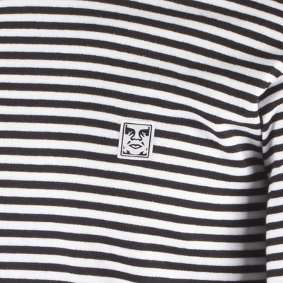 Obey Men's Black White 89 Icon II Striped Crew Neck L/S T-Shirt