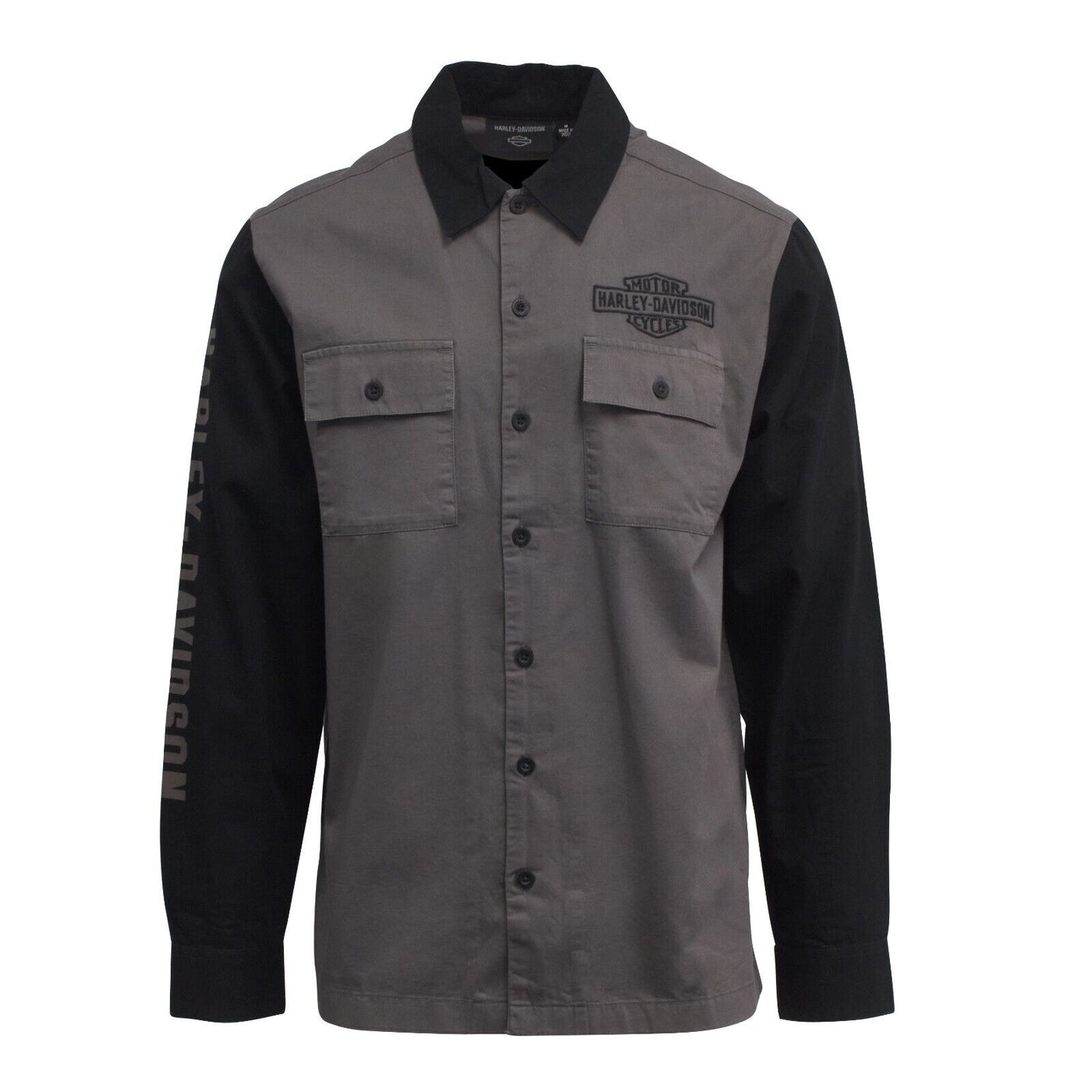 Harley-Davidson Men's Black Pearl Mechanic Colorblocked L/S Woven Shirt (S53B)